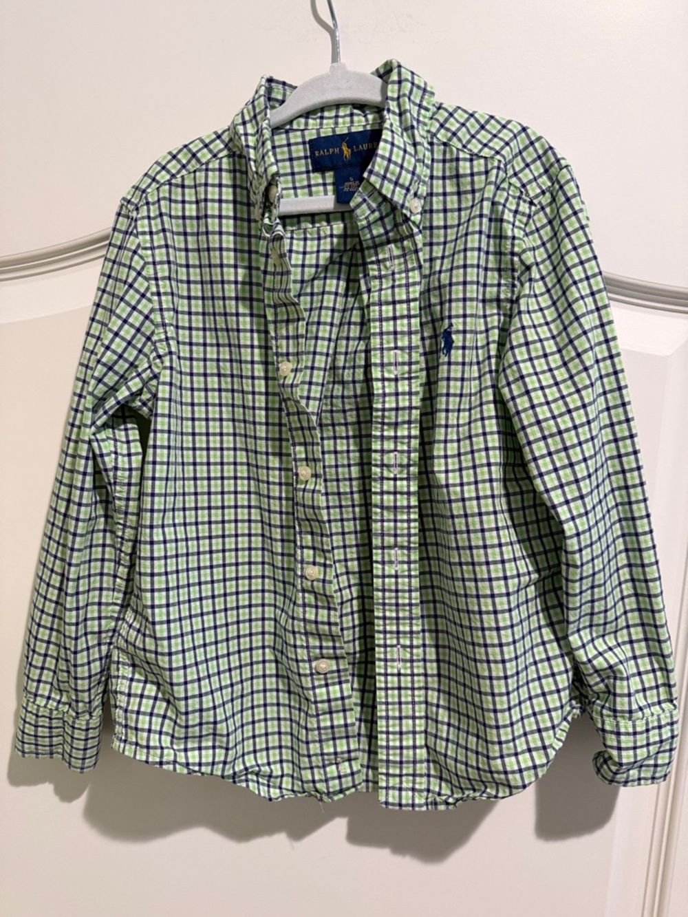 Ralph Lauren button down shirt boys size 5 green and blue